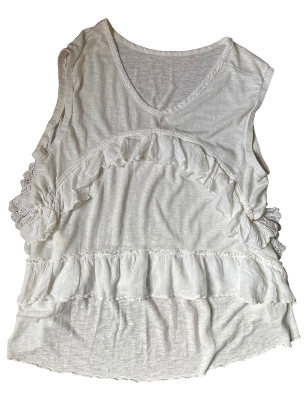 Free People Claire Tee Ruffled Sleeveless Tunic Top - Picture 4 of 8